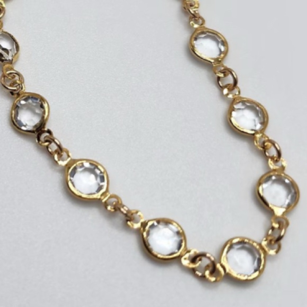 NWT ⚜️💎⚜️ True To Form Gorgeous Golden Tone Brass Crystals Necklace